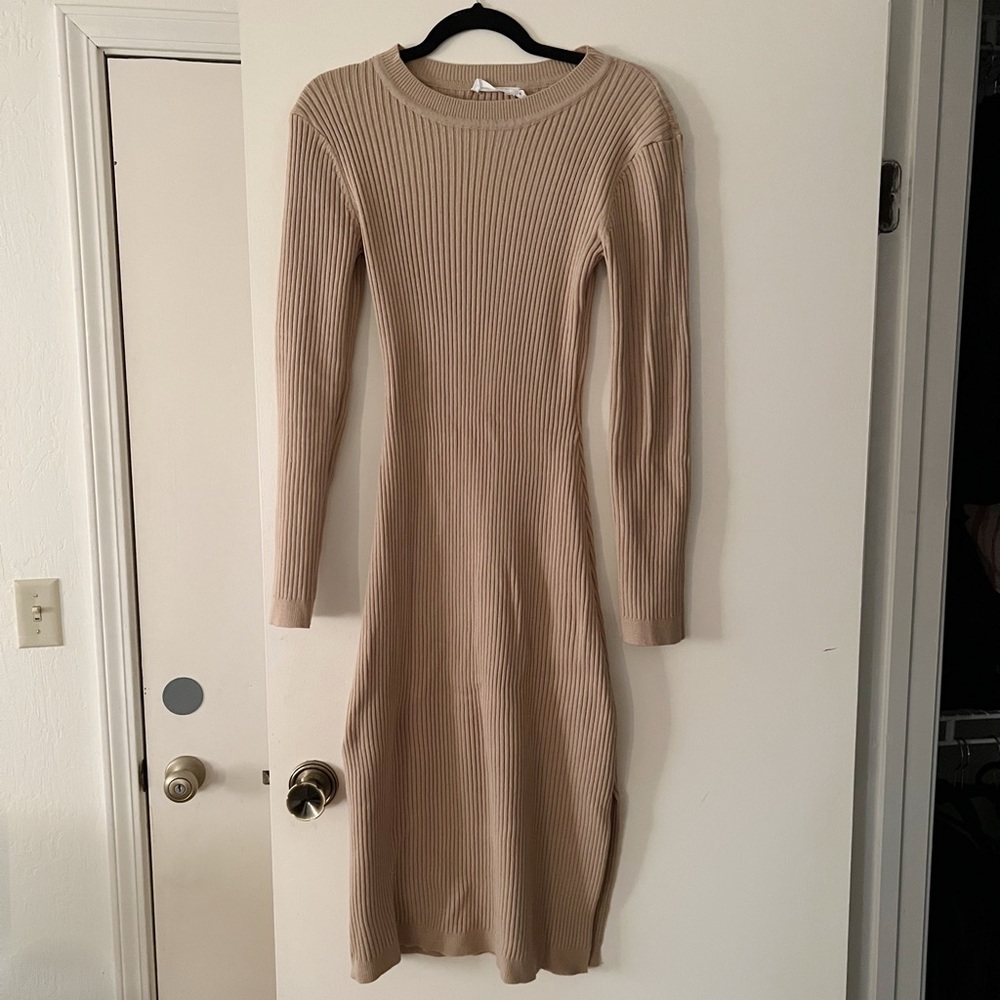Tan Longsleeve sweater dress